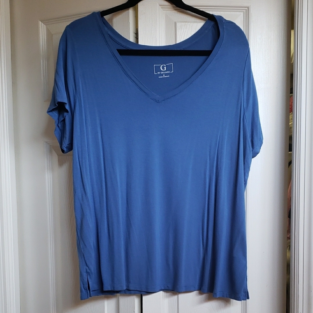 Women's Blue V-Neck Top